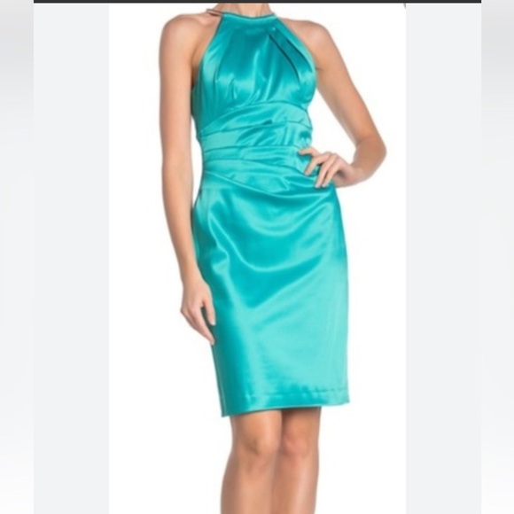 Eliza J Turquoise / Teal Color Halter Cocktail Dress . Pre loved condition - Picture 1 of 14